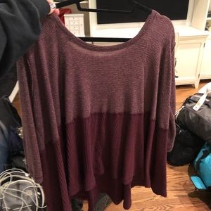Free People We The Free Maroon Waffle Knit Shirt